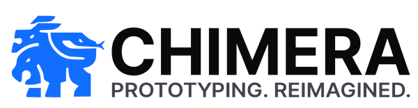 Chimera logo with blue and black design on a white background